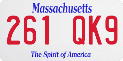MA license plate 261QK9
