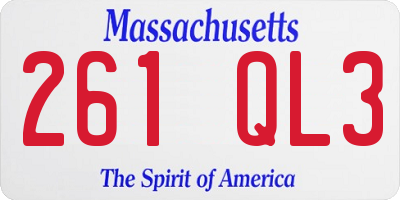 MA license plate 261QL3