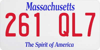 MA license plate 261QL7