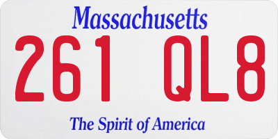 MA license plate 261QL8