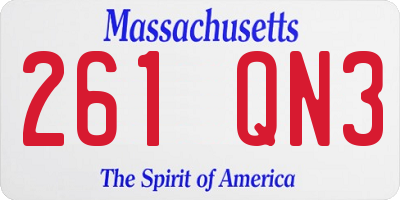 MA license plate 261QN3