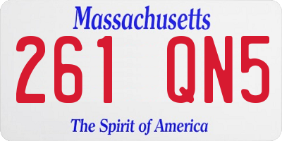 MA license plate 261QN5