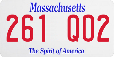 MA license plate 261QO2