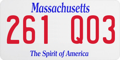 MA license plate 261QO3