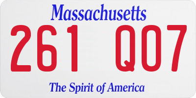 MA license plate 261QO7