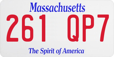 MA license plate 261QP7