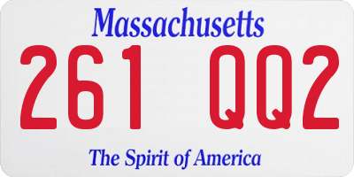 MA license plate 261QQ2