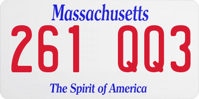 MA license plate 261QQ3