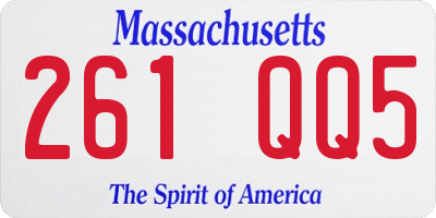 MA license plate 261QQ5