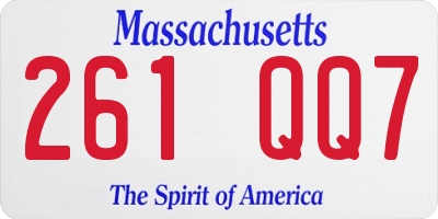 MA license plate 261QQ7