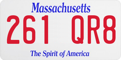 MA license plate 261QR8