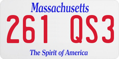 MA license plate 261QS3