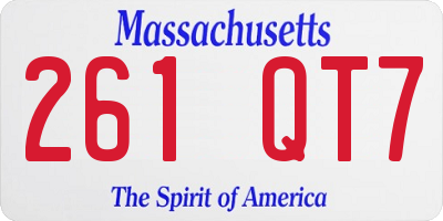 MA license plate 261QT7