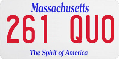 MA license plate 261QU0
