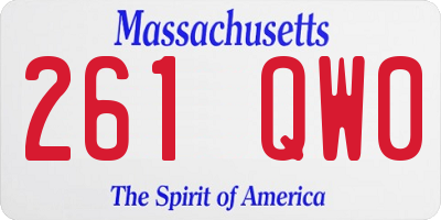 MA license plate 261QW0