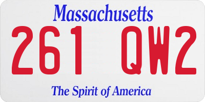 MA license plate 261QW2