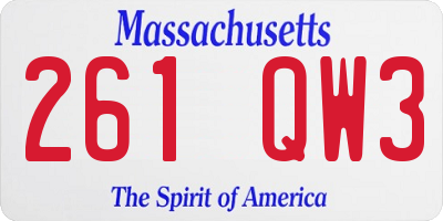 MA license plate 261QW3