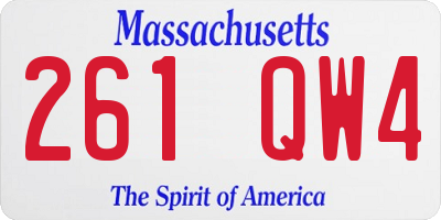 MA license plate 261QW4