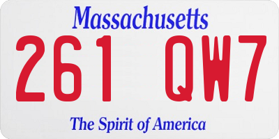 MA license plate 261QW7