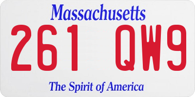 MA license plate 261QW9