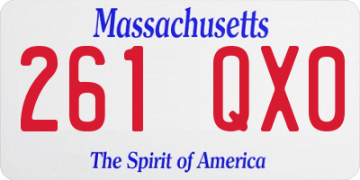 MA license plate 261QX0