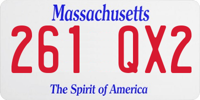MA license plate 261QX2