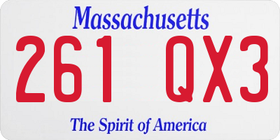 MA license plate 261QX3