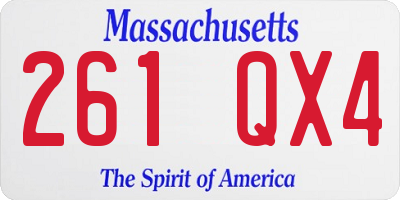 MA license plate 261QX4