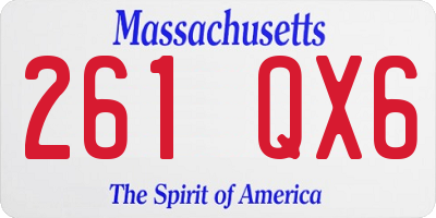 MA license plate 261QX6