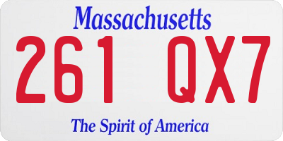 MA license plate 261QX7