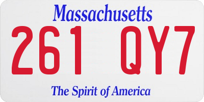 MA license plate 261QY7