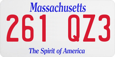 MA license plate 261QZ3