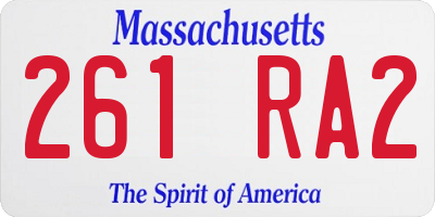 MA license plate 261RA2