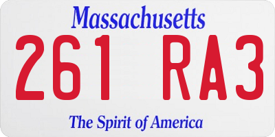 MA license plate 261RA3