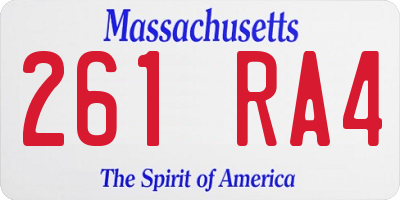 MA license plate 261RA4