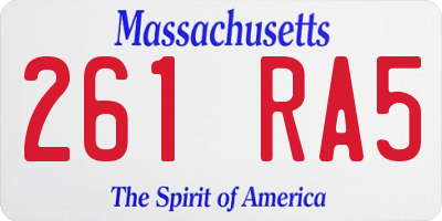 MA license plate 261RA5