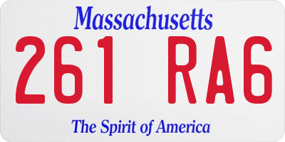 MA license plate 261RA6