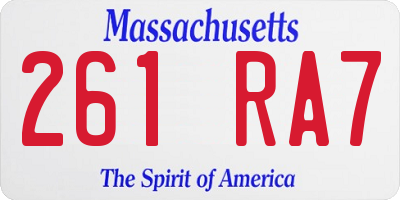 MA license plate 261RA7
