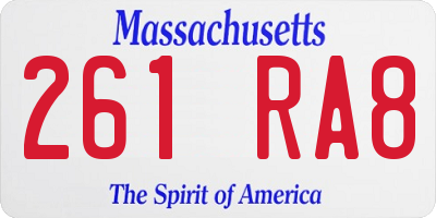 MA license plate 261RA8