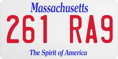 MA license plate 261RA9