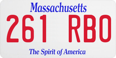 MA license plate 261RB0