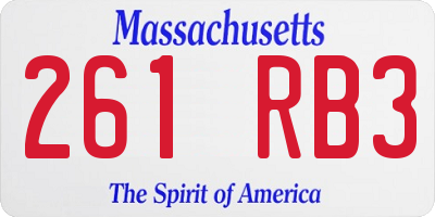MA license plate 261RB3