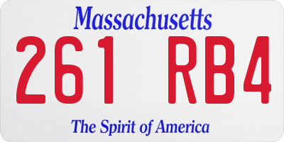 MA license plate 261RB4