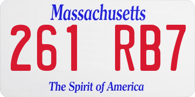 MA license plate 261RB7