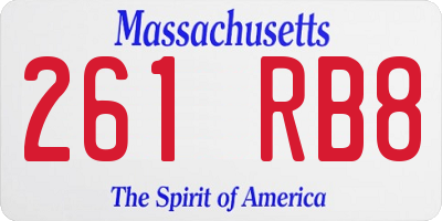 MA license plate 261RB8