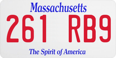 MA license plate 261RB9