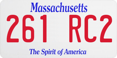 MA license plate 261RC2