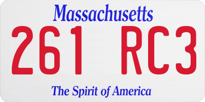 MA license plate 261RC3