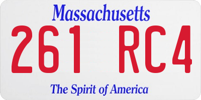 MA license plate 261RC4
