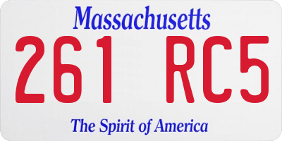 MA license plate 261RC5